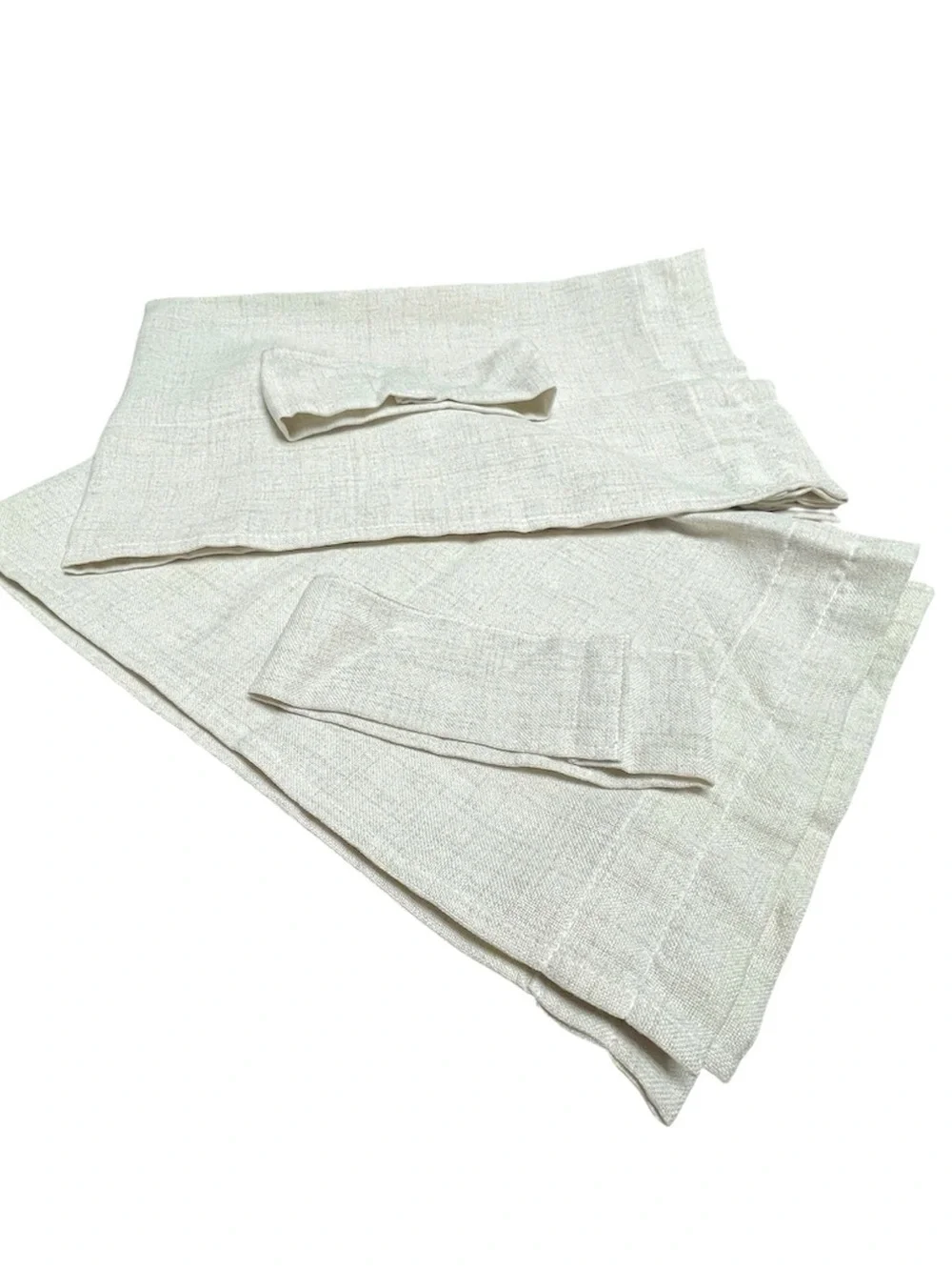 DUKIYO French Door Curtains 25x40 Ivory Linen Look Set of 2